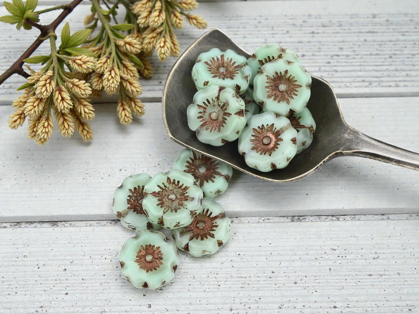 Picasso Beads - Czech Glass Beads - Hawaiian Flower Beads - Czech Glass Flowers - 12mm - 12pcs - (A490)