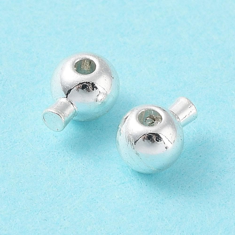 Silver Crimp Beads - One Touch Crimp Beads - Stopper Beads - Silver Jewelry Findings - 5x3mm- 50pcs - (719)