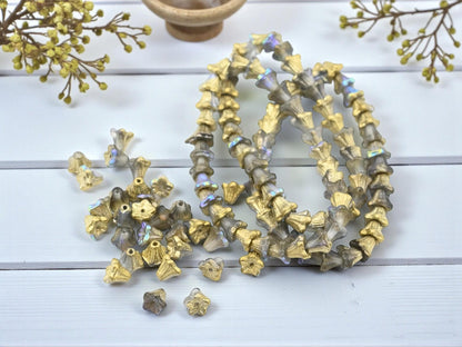 Czech Glass Beads - Bell Flower - Small Flower Beads - 5x6mm - 30pcs - (5502)