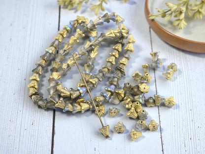 Czech Glass Beads - Bell Flower - Small Flower Beads - 5x6mm - 30pcs - (5502)