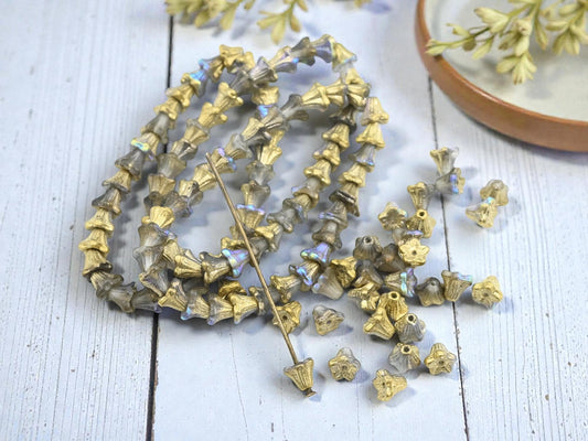 Czech Glass Beads - Bell Flower - Small Flower Beads - 5x6mm - 30pcs - (5502)