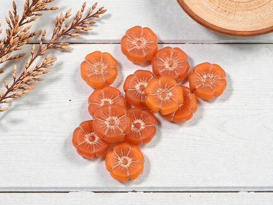 Czech Glass Beads - Hawaiian Flower Beads - Picasso Beads - Czech Glass Flowers - 12mm - 12pcs - (2914)