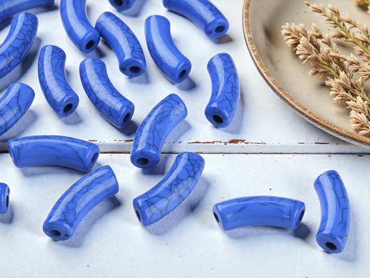 Curved Tube Beads - Lightweight Beads - Acrylic Beads - 36x14mm -6pcs - (5419)