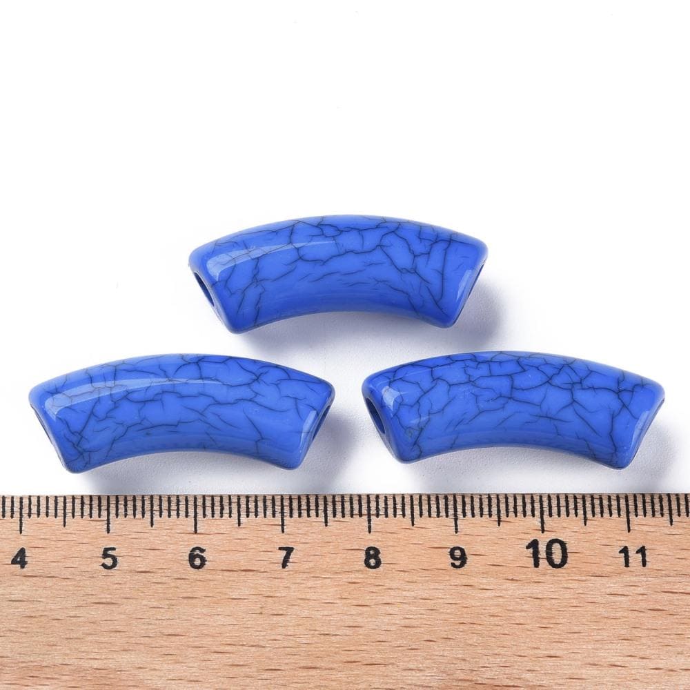 Curved Tube Beads - Lightweight Beads - Acrylic Beads - 36x14mm -6pcs - (5419)