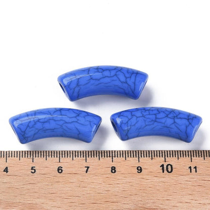 Curved Tube Beads - Lightweight Beads - Acrylic Beads - 36x14mm -6pcs - (5419)