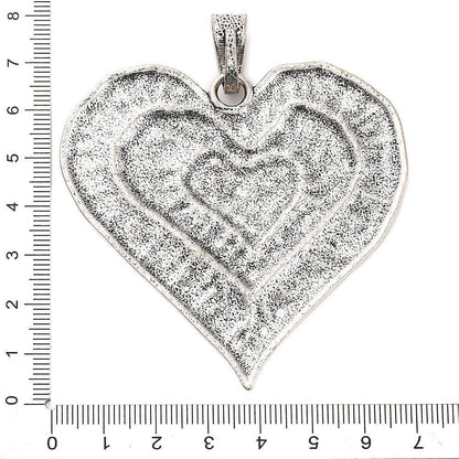 Antique Silver Metal Large Heart Pendant - 68mm - 1pc - (3171)
