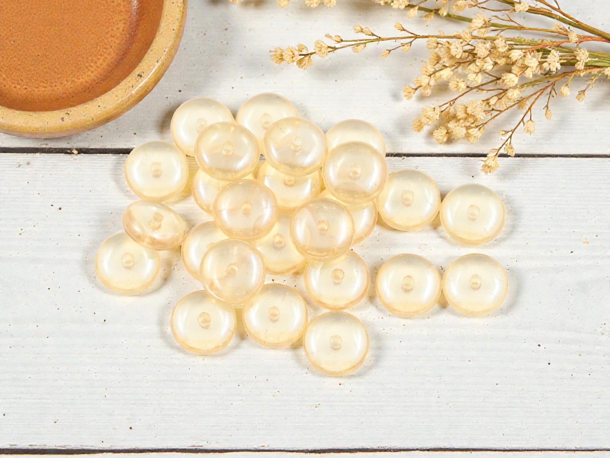 Czech Glass Rondelle Spacer Beads - Champagne Lumi - 8x3mm - 25pcs - (4217)