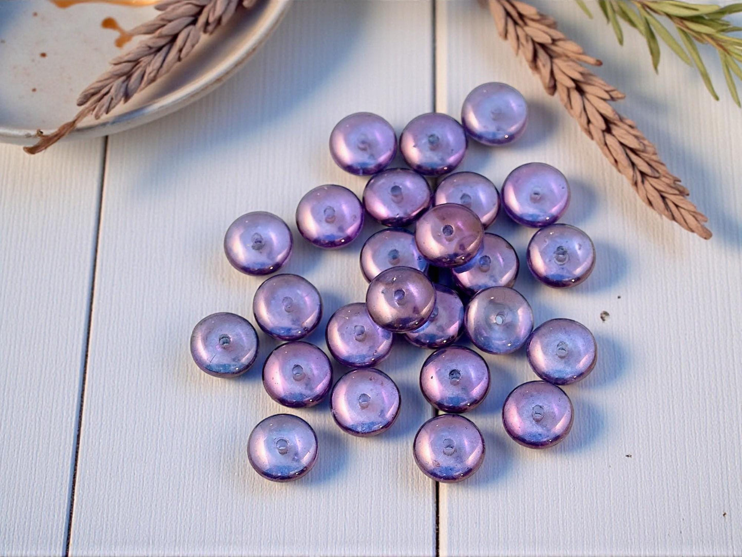 Czech Glass Rondelle Spacer Beads - Amethyst Lumi - 8x3mm - 25pcs - (4208)