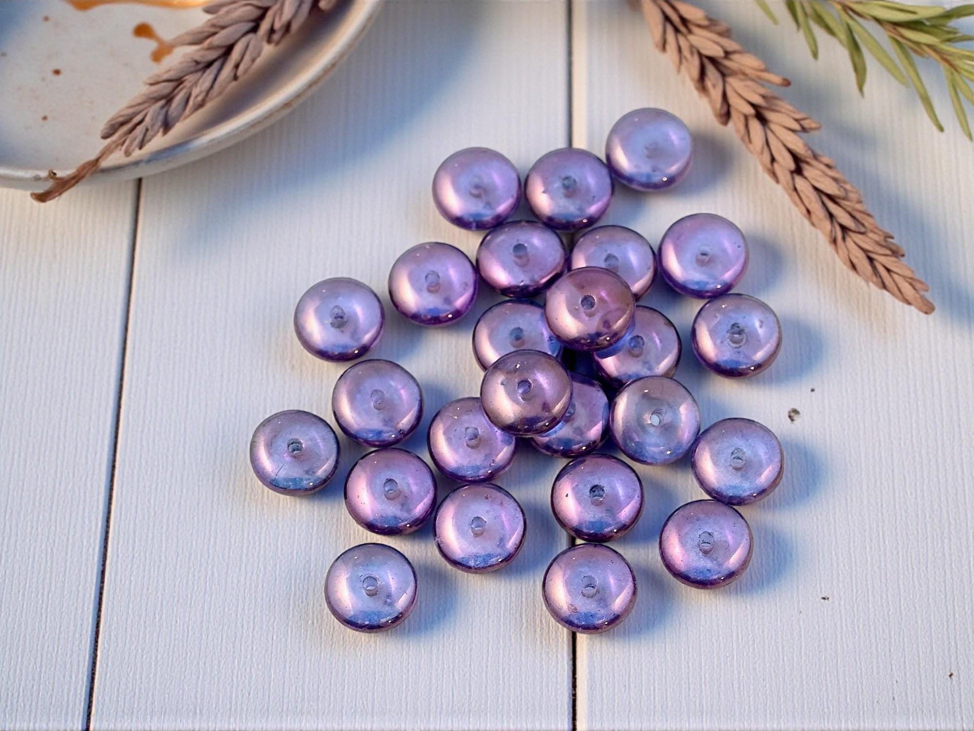 Czech Glass Rondelle Spacer Beads - Amethyst Lumi - 8x3mm - 25pcs - (4208)