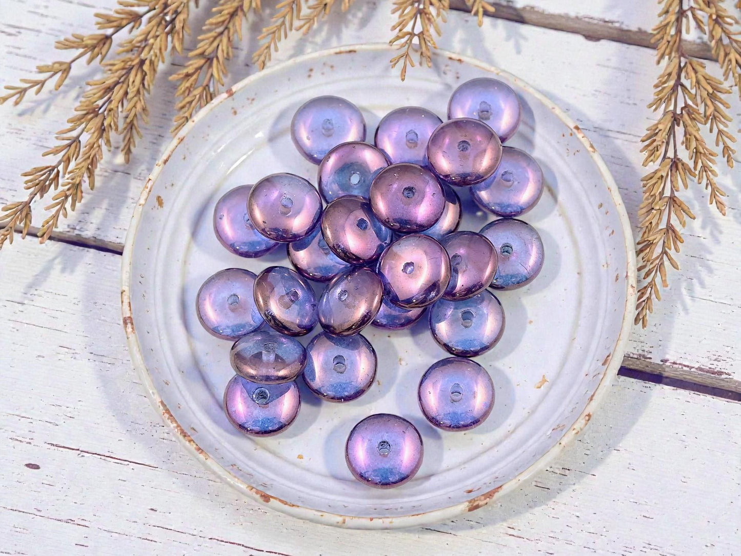 Czech Glass Rondelle Spacer Beads - Amethyst Lumi - 8x3mm - 25pcs - (4208)