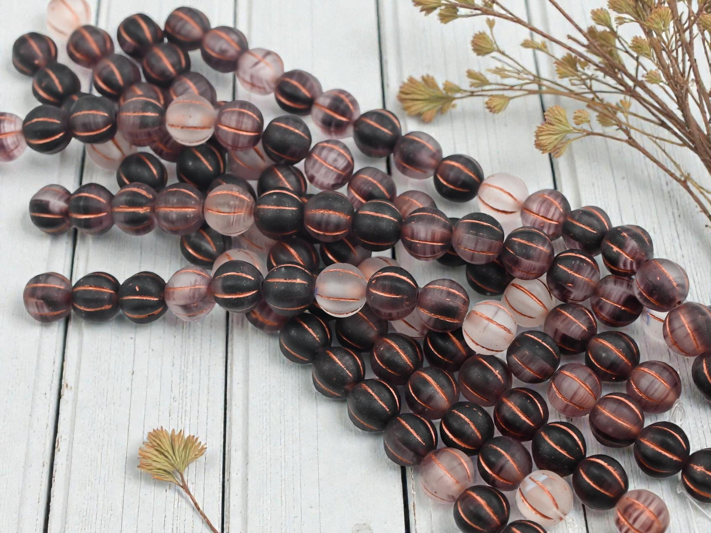 Melon Beads - Czech Glass Beads - Round Beads - 8mm - 16pcs - (1275)