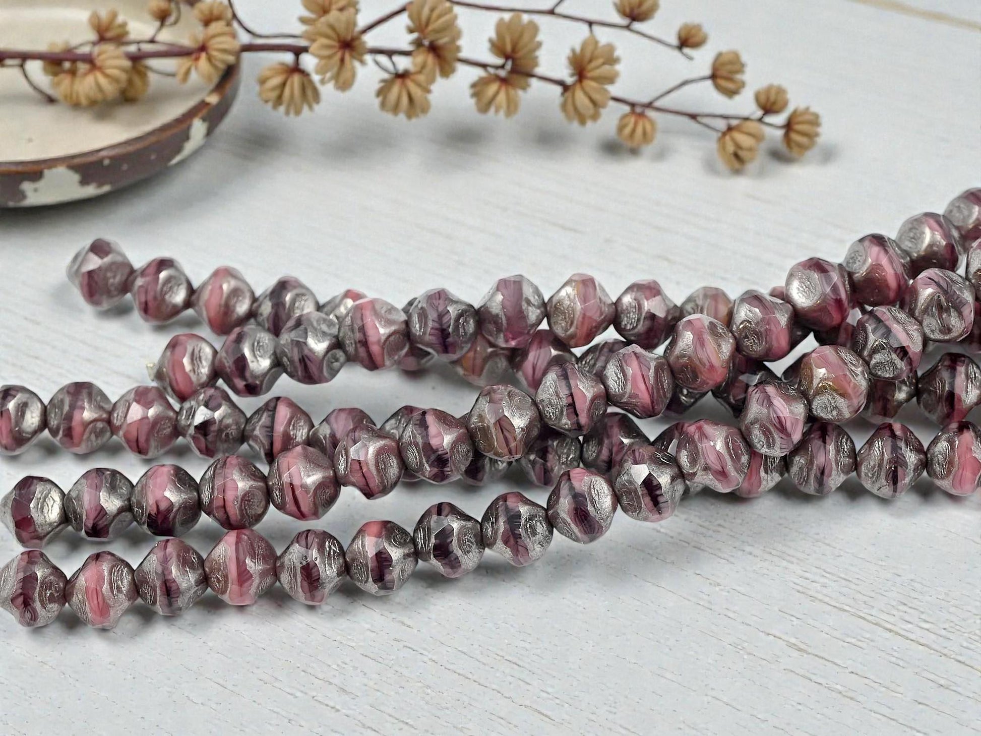 Czech Glass Beads - Picasso Beads - Central Cut - Round Beads - Baroque Beads - 8mm - 16pcs - (2530)