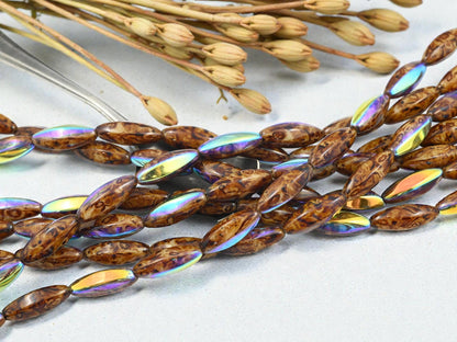 Picasso Beads - Czech Glass Beads - Wedged Oval - 10pcs - 19x7mm - (460)