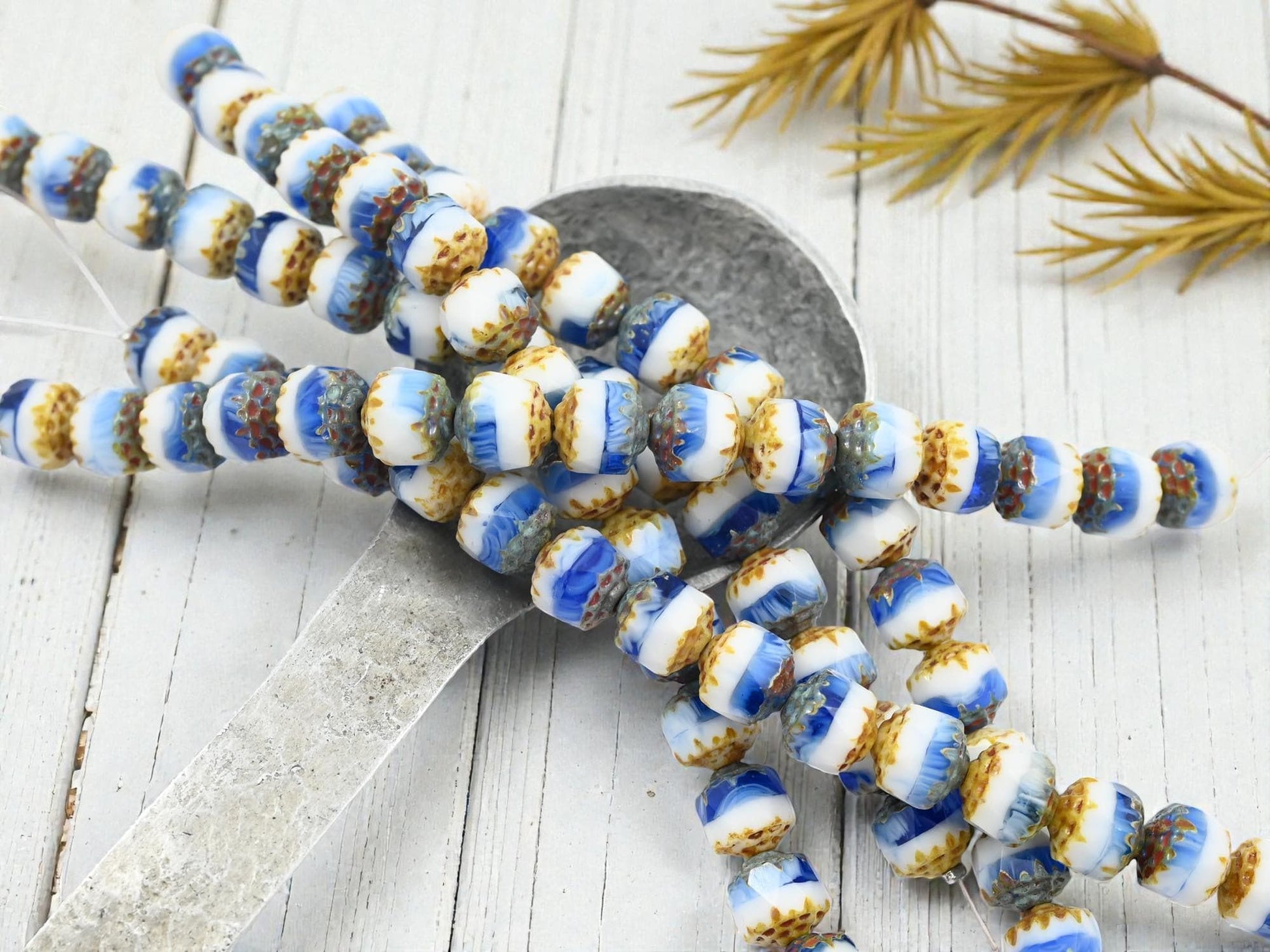 Czech Glass Beads - Cathedral Beads - Picasso Beads - Fire Polish Beads - 8mm - 15pcs - (1985)