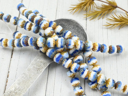 Czech Glass Beads - Cathedral Beads - Picasso Beads - Fire Polish Beads - 8mm - 15pcs - (1985)