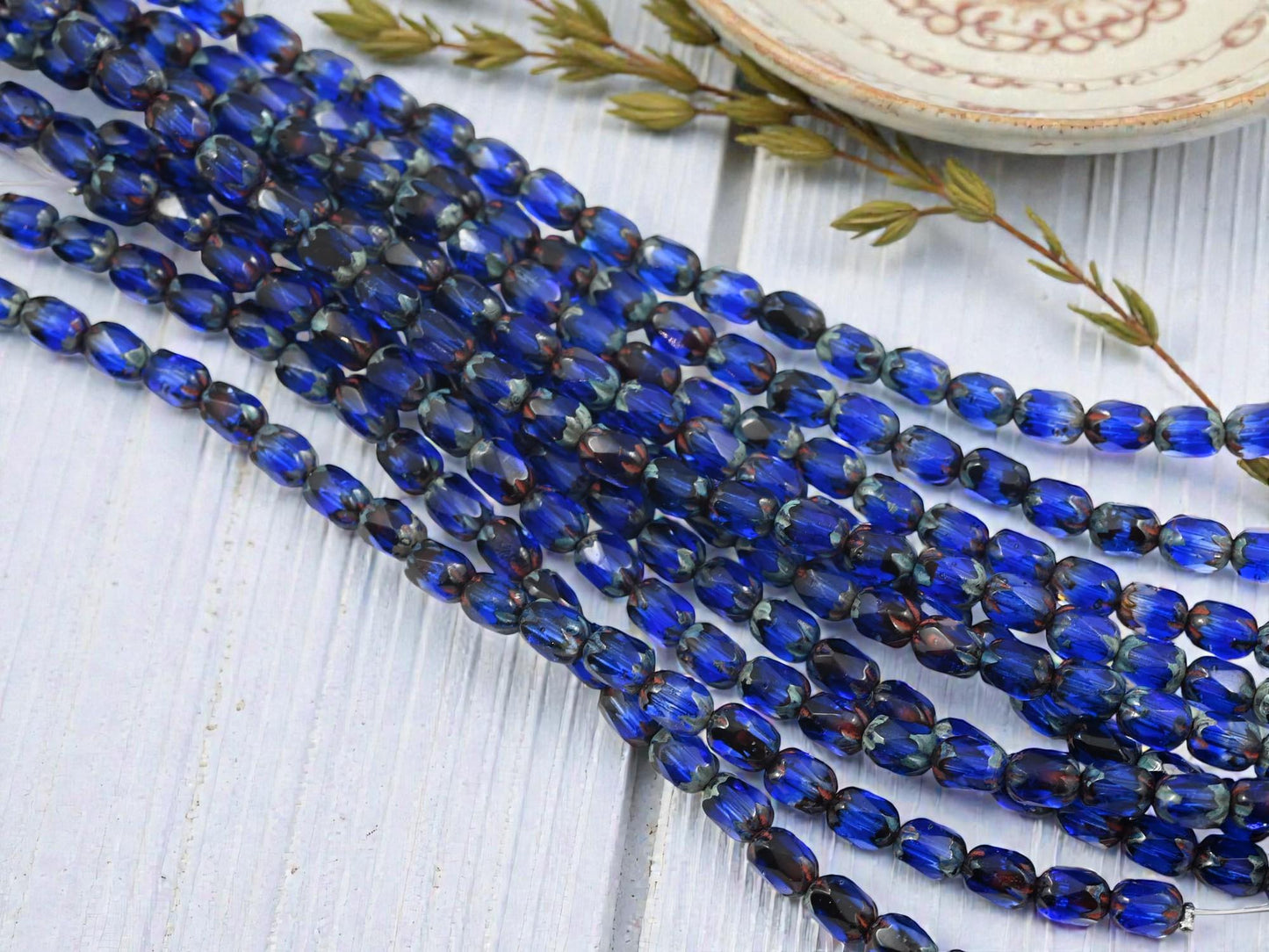 Picasso Beads - Czech Glass Beads - Fire Polished Beads - Oval Beads - 4x6mm - 25pcs - (4455)