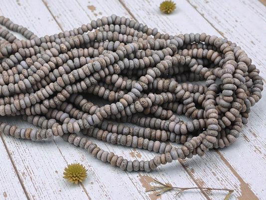 Indonesian Java Glass Beads - Aged Donut Shape - Approx 4x7mm - 20" Strand - (A463)