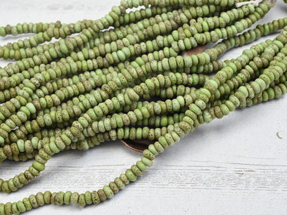 Indonesian Recycled Java Glass Beads - Aged Donut Shape - Approx 4x7mm - 20" Strand - (A441)