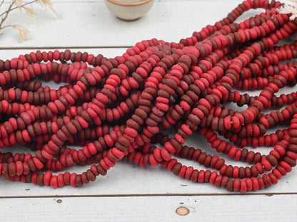 Indonesian Java Glass Beads - Aged Donut Shape - Approx 4x7mm - 20" Strand - (A484)