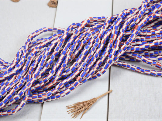 Indonesian Java Glass Trade Beads - Striped Gooseberry - 4-7mm - 24" Strand - (B599)