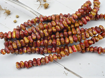 Picasso Beads - Czech Glass Beads - Rock Chip Beads - Nugget Beads - 5x7mm - 25pcs - (277)