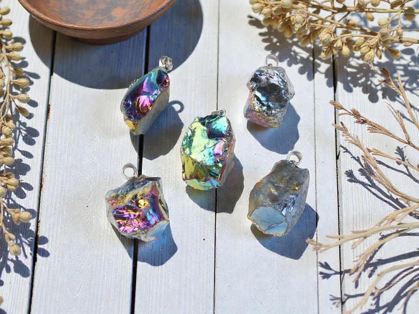 Natural Rough Raw Quartz Crystal Pendant with bail - 1pcs - (2122)