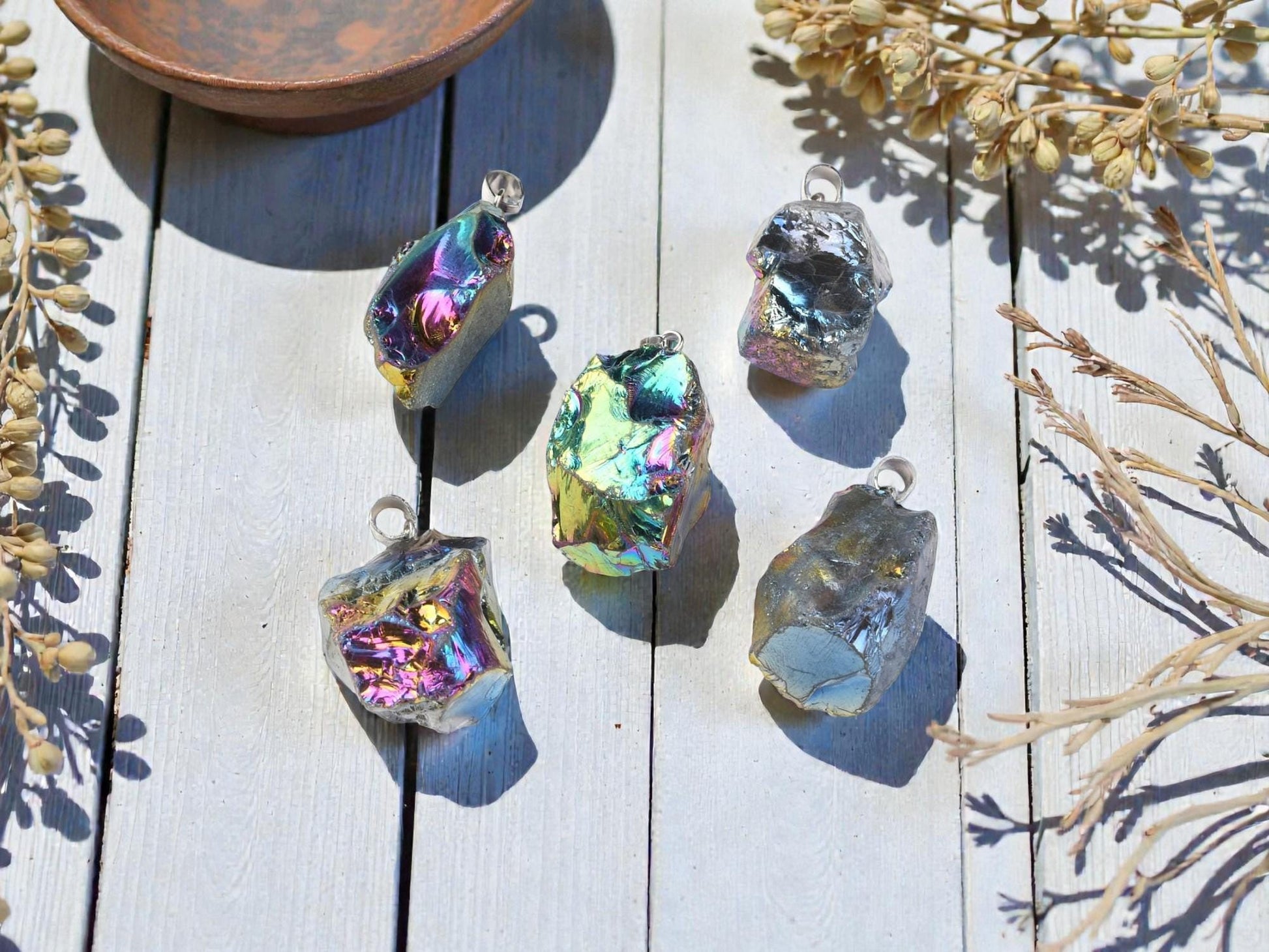 Natural Rough Raw Quartz Crystal Pendant with bail - 1pcs - (2122)