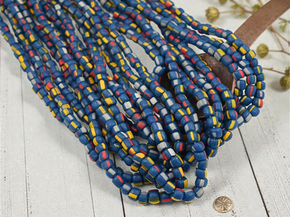 Indonesian Java Glass Trade Beads - Striped Gooseberry - 4-7mm - 24" Strand - (B400)