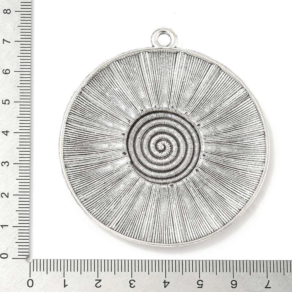 Antique Silver Metal Spiral Shell Pendant - 70x64mm - 1pcs - (A467)