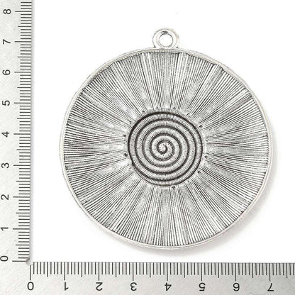 Antique Silver Metal Spiral Shell Pendant - 70x64mm - 1pcs - (A467)