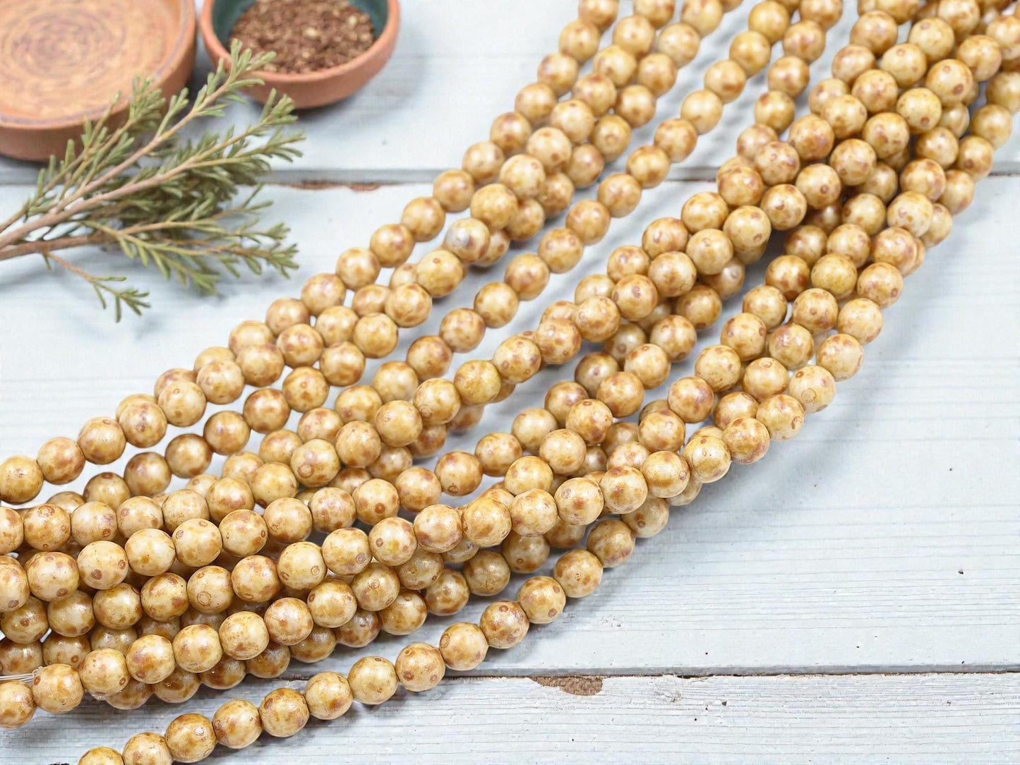 Picasso Beads - Czech Glass Beads - Round Druk Beads - 5mm - 39pcs - (B612)