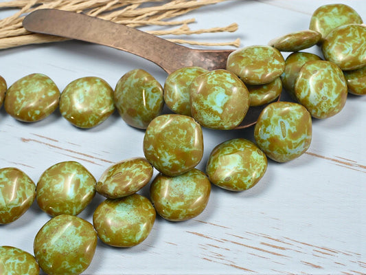Czech Glass Beads - Picasso Beads - Old Stock Beads - Organic Beads - 24mm - 8pcs - (B813)