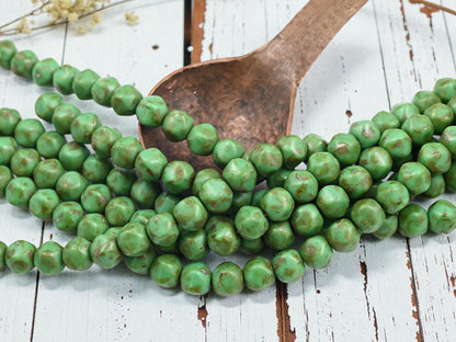 Picasso Beads - Czech Glass Beads - Vintage Beads - Round Beads - Rustic Beads - 26pcs - 8mm - (4936)