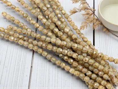 Picasso Beads - Czech Glass Beads - Round Beads - Fire Polished Beads - 25pcs - 5mm - (1694)