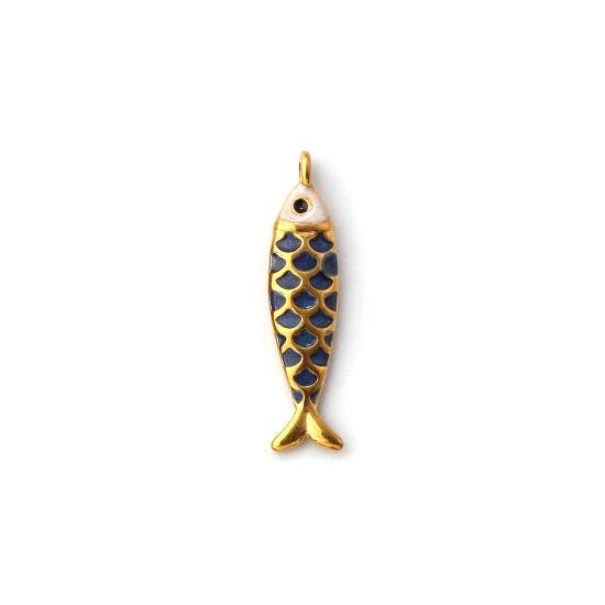 18k Gold Plated Enamel Metal Fish Charm Pendants - 26x6mm - 2pcs - Choose Your Color