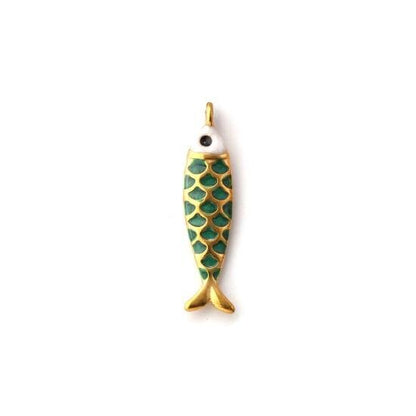 18k Gold Plated Enamel Metal Fish Charm Pendants - 26x6mm - 2pcs - Choose Your Color