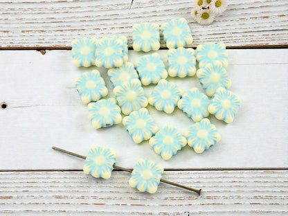 Square Flower Beads - Floral Beads - Lightweight Beads - Acrylic Beads - 9x11mm - 20pcs - (B460)