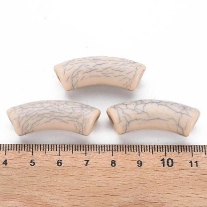 Curved Tube Beads - Lightweight Beads - Acrylic Beads - 36x14mm - 6pcs - (A378)