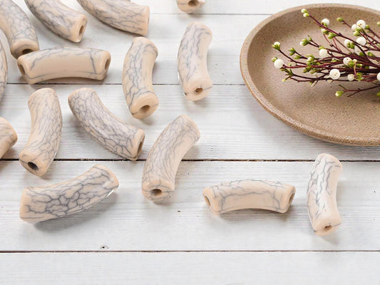 Curved Tube Beads - Lightweight Beads - Acrylic Beads - 36x14mm - 6pcs - (A378)