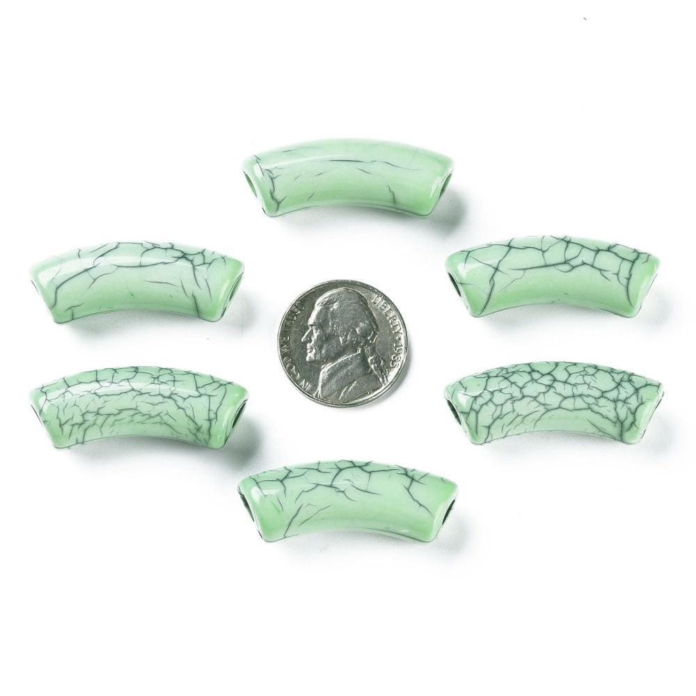 Curved Tube Beads - Lightweight Beads - Acrylic Beads - 36x14mm - 6pcs - (A291)