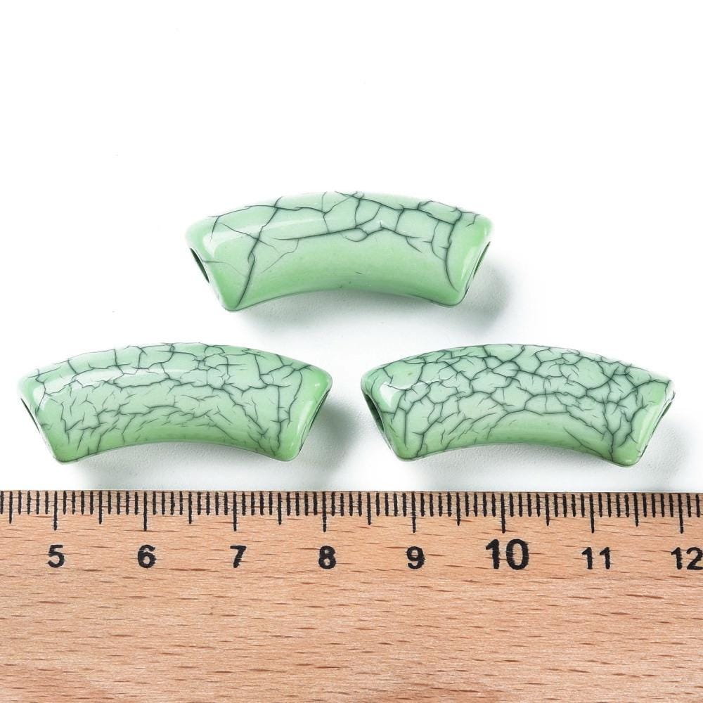 Curved Tube Beads - Lightweight Beads - Acrylic Beads - 36x14mm - 6pcs - (A291)