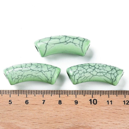 Curved Tube Beads - Lightweight Beads - Acrylic Beads - 36x14mm - 6pcs - (A291)