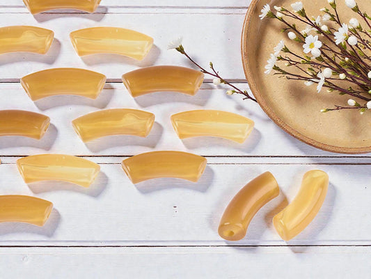 Curved Tube Beads - Lightweight Beads - Acrylic Beads - 36x14mm - 6pcs - (A498)