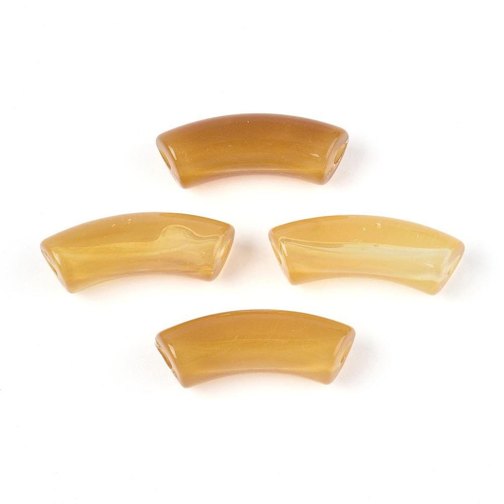 Curved Tube Beads - Lightweight Beads - Acrylic Beads - 36x14mm - 6pcs - (A498)