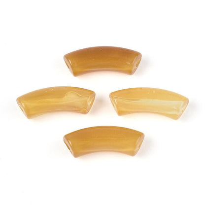 Curved Tube Beads - Lightweight Beads - Acrylic Beads - 36x14mm - 6pcs - (A498)