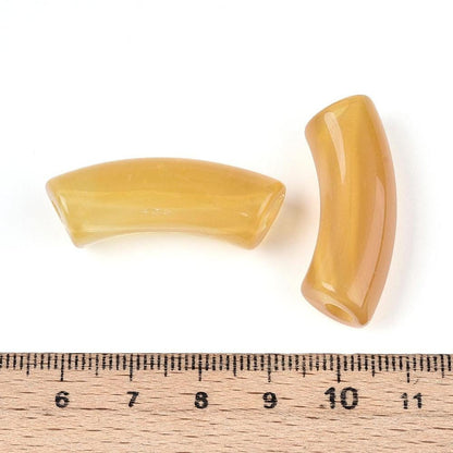 Curved Tube Beads - Lightweight Beads - Acrylic Beads - 36x14mm - 6pcs - (A498)