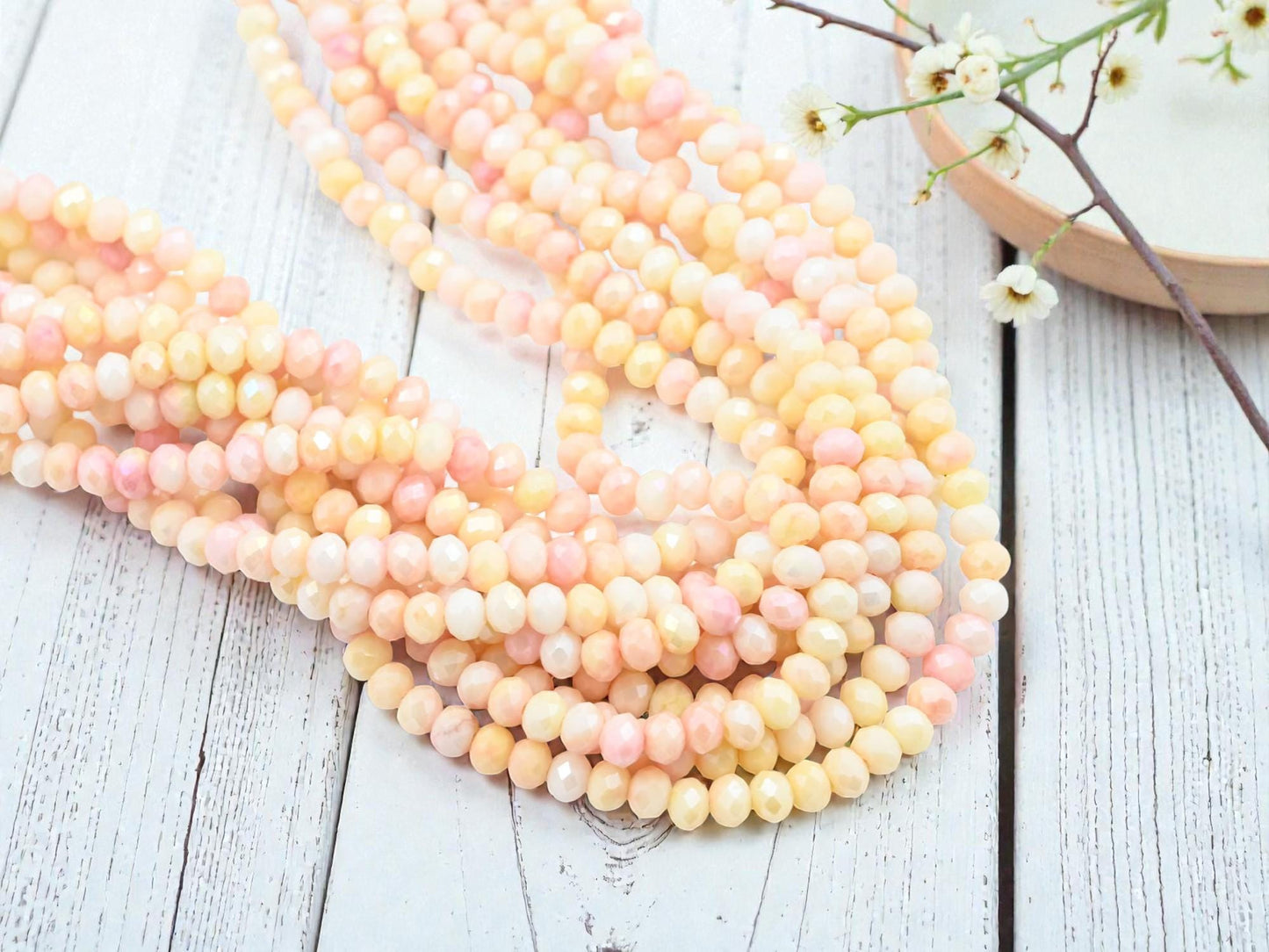 Faceted Glass Rondelle Beads - Electroplated Beads for Jewelry Making - 5x6mm - 16.5" Strand - (1509)