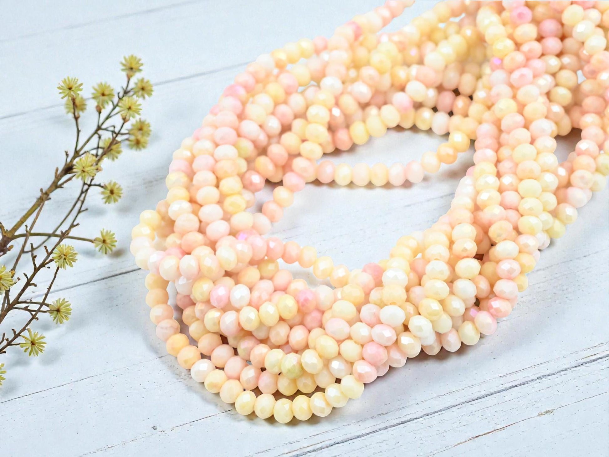 Faceted Glass Rondelle Beads - Electroplated Beads for Jewelry Making - 5x6mm - 16.5" Strand - (1509)