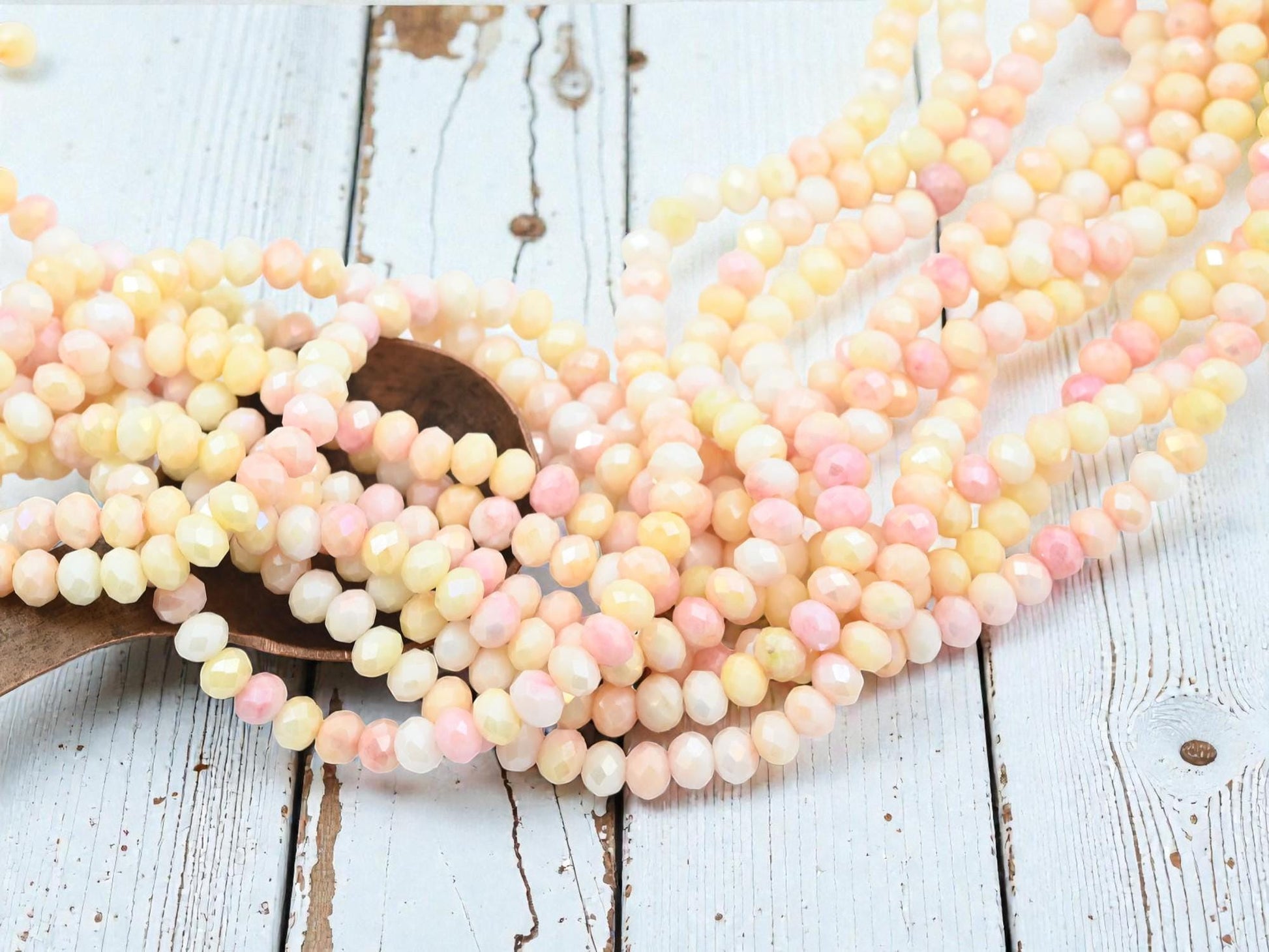 Faceted Glass Rondelle Beads - Electroplated Beads for Jewelry Making - 5x6mm - 16.5" Strand - (1509)