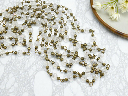 Beaded Chain - Fire Polished Beads - Crystal Chain - Handlinked Chain - 3.25ft - (2206)